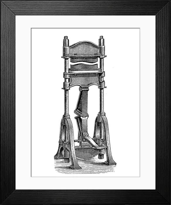 Framed Print : Footwear manufacturing, Sole molding press Framed Print : Footwear manufacturing, Sole molding press