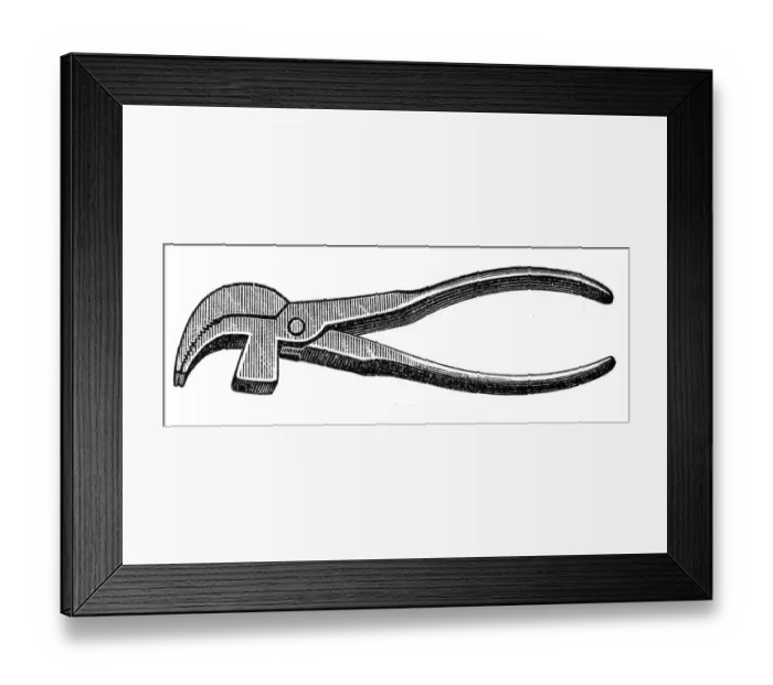 Framed Print : Footwear manufacturing, Zwick pliers Framed Print : Footwear manufacturing, Zwick pliers