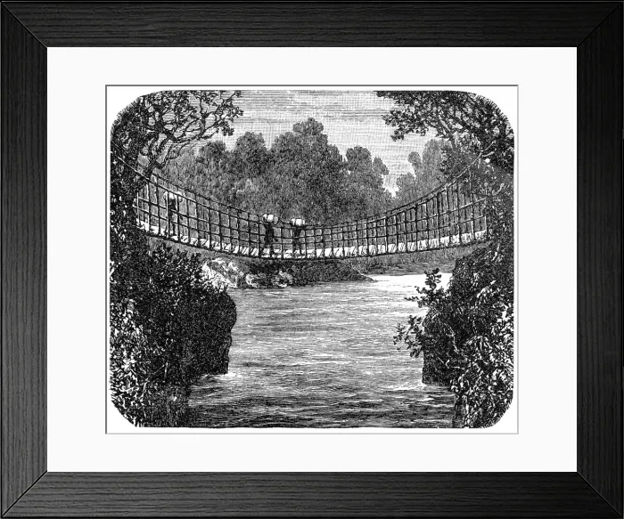 Framed Print : Suspension bridge in Africa Framed Print : Suspension bridge in Africa
