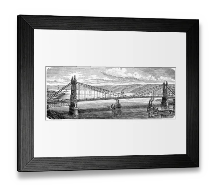 Framed Print : Bridge in Pittsburgh, Pennsylvania, USA, 1878 Framed Print : Bridge in Pittsburgh, Pennsylvania, USA, 1878