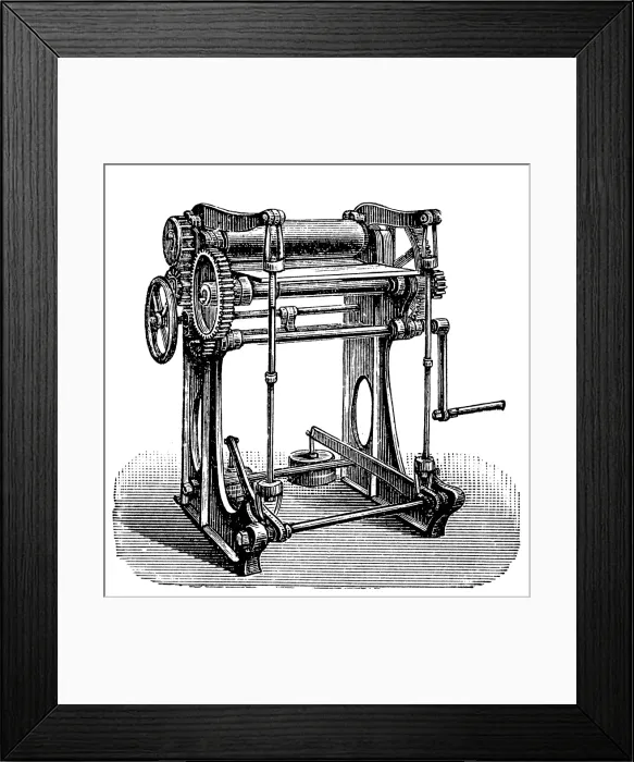 Framed Print : Leather industry, rolling machine
