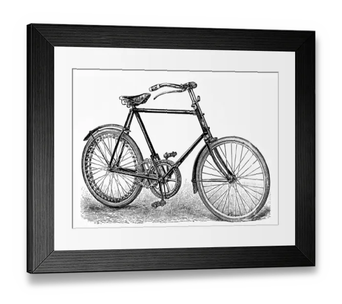 Framed Print : Chain-less bicycle with spur gear