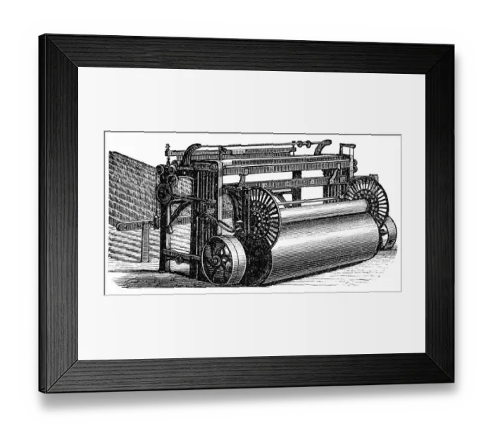 Framed Print : Shearer, textile manufacture machines
