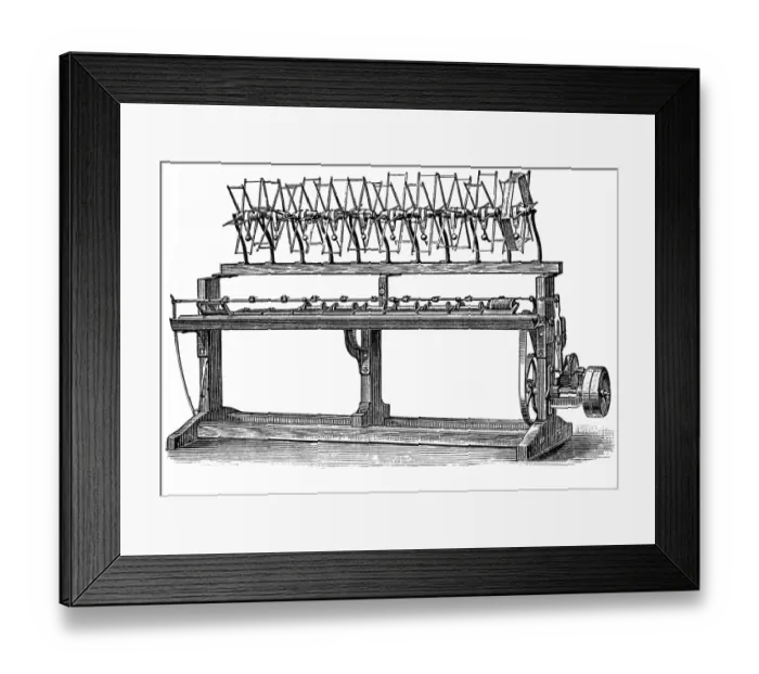 Framed Print : Textile industry retro machinery