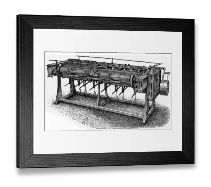 Framed Print : Textile industry stretching machine Framed Print : Textile industry stretching machine