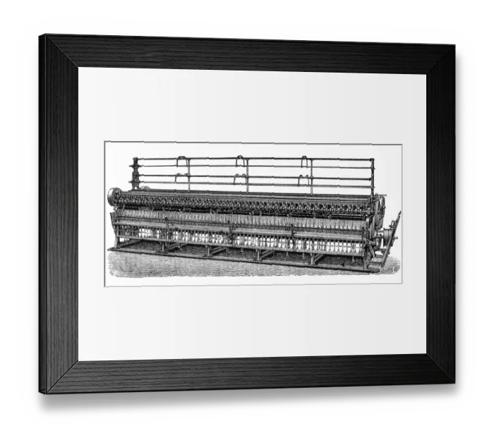 Framed Print : Cotton-spinning machinery