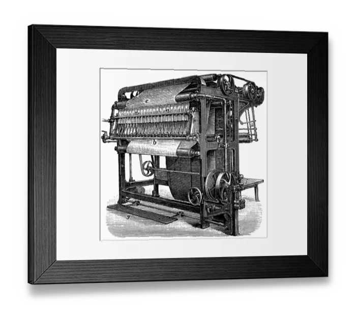 Framed Print : Finishing machine, gas singeing machine Framed Print : Finishing machine, gas singeing machine