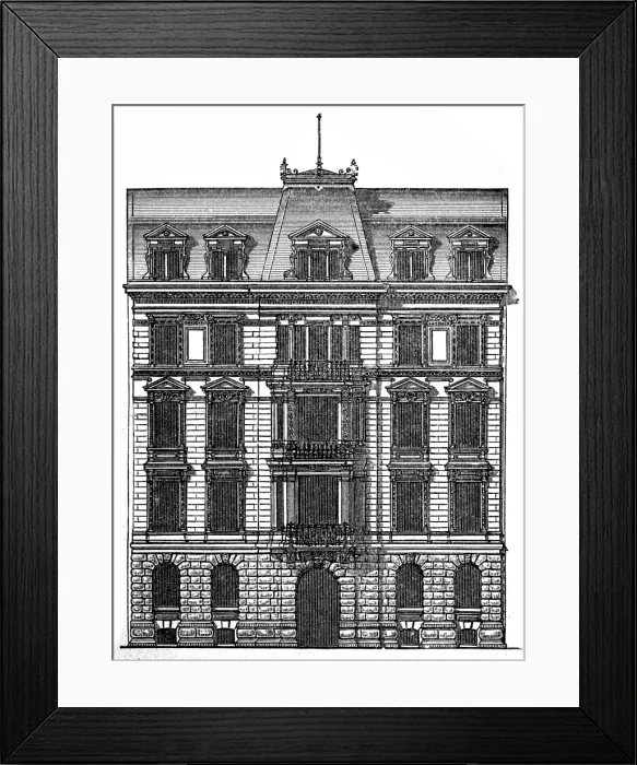 Framed Print : Facade of a residential building in Dresden