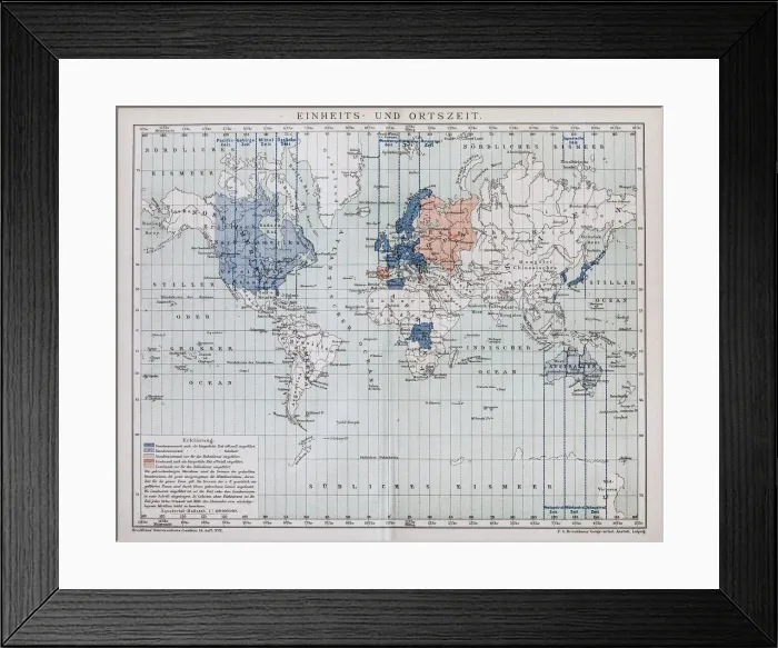 Framed Print : Local time world map Framed Print : Local time world map