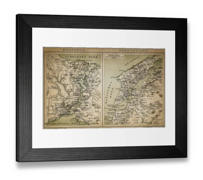 Framed Print : Bosporus and Dardanelles map Framed Print : Bosporus and Dardanelles map