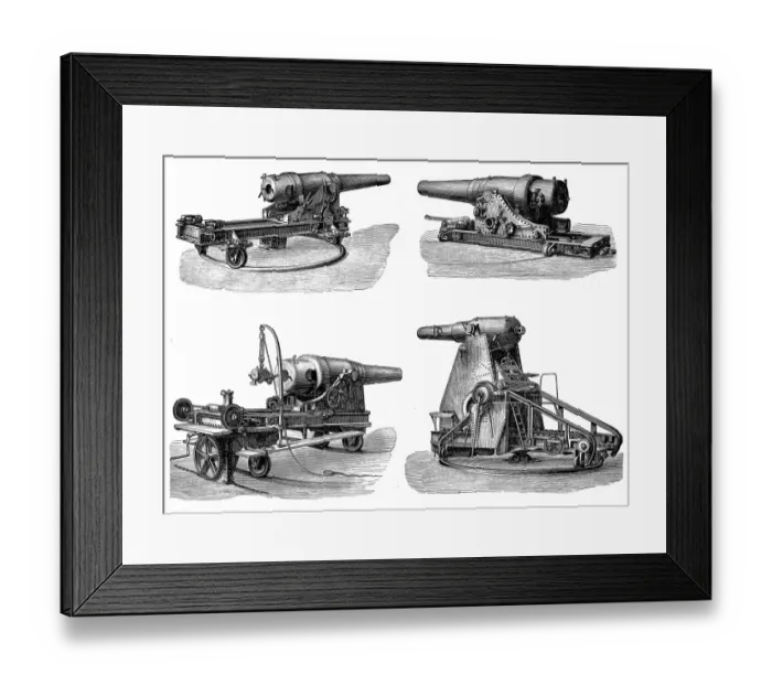 Framed Print : Artillery. Antique illustration of a hevy artillery Framed Print : Artillery. Antique illustration of a hevy artillery