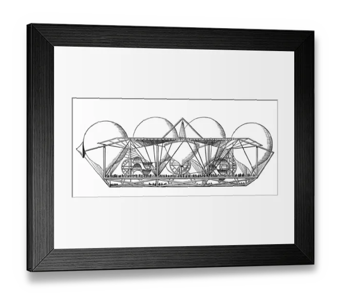 Framed Print : Airship project by Petin (French balloonist)