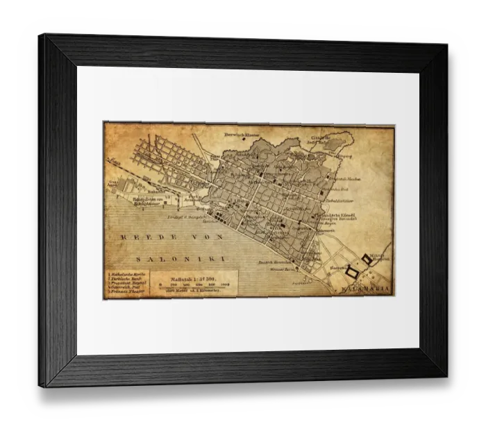 Framed Print : City map of Thessaloniki, Greece Framed Print : City map of Thessaloniki, Greece