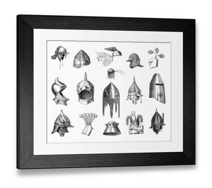 Framed Print : Historic war helmets Framed Print : Historic war helmets