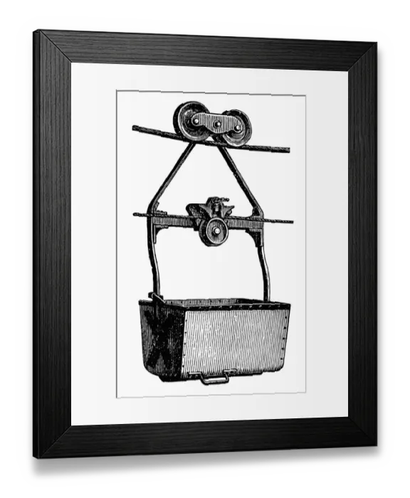 Framed Print : Ropeway feeding vessels and loads Framed Print : Ropeway feeding vessels and loads