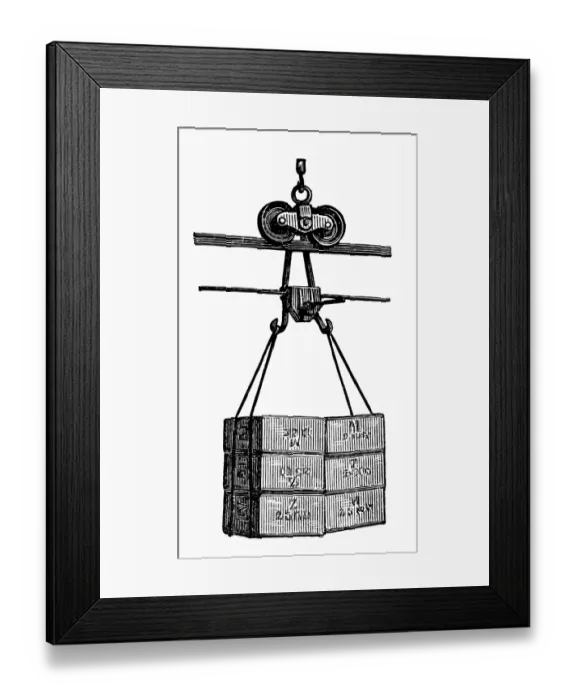 Framed Print : Ropeway feeding vessels and loads Framed Print : Ropeway feeding vessels and loads