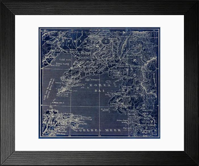 Framed Print : Map of Korea, China Framed Print : Map of Korea, China
