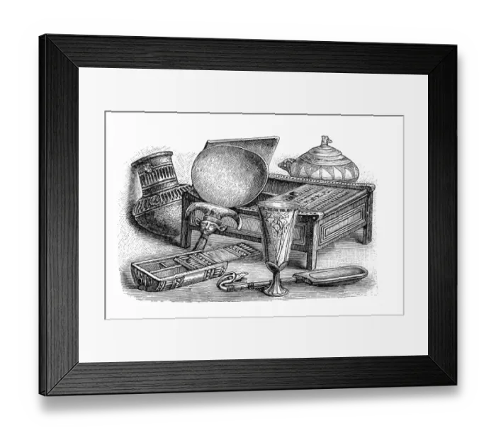 Framed Print : Ancient Egyptian boxes and pottery Framed Print : Ancient Egyptian boxes and pottery