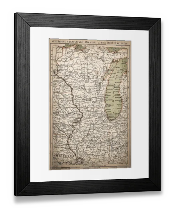 Framed Print : United States of America, Wisconsin, Illinois Framed Print : United States of America, Wisconsin, Illinois