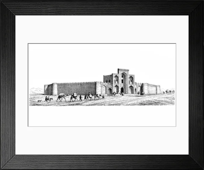Framed Print : Mosque and caravan of camels Framed Print : Mosque and caravan of camels