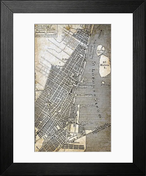 Framed Print : Montreal map Framed Print : Montreal map