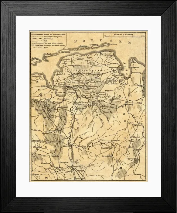 Framed Print : Map of Lower Saxony Framed Print : Map of Lower Saxony