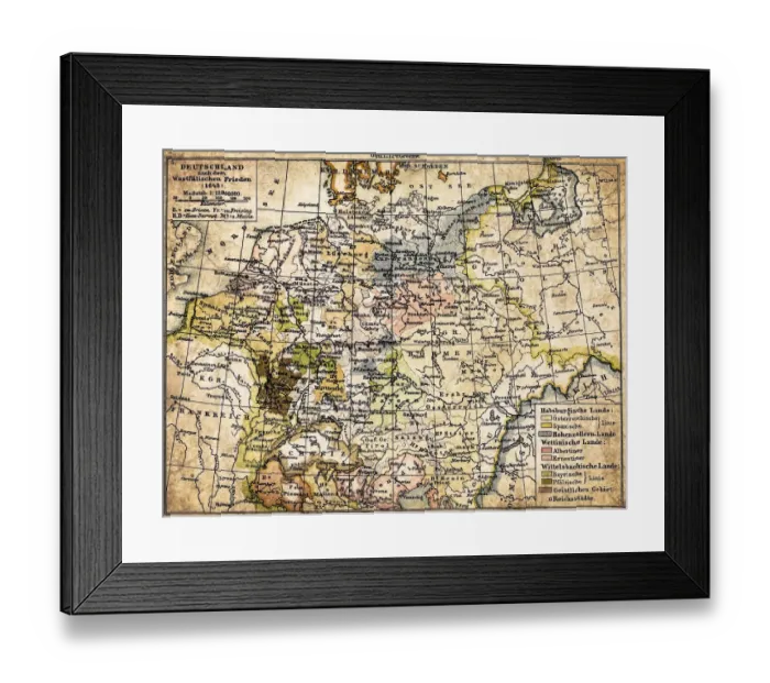 Framed Print : Germany. Antique map of Germany from 1648 Framed Print : Germany. Antique map of Germany from 1648