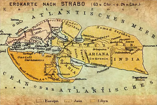 Map of the world according to Strabo