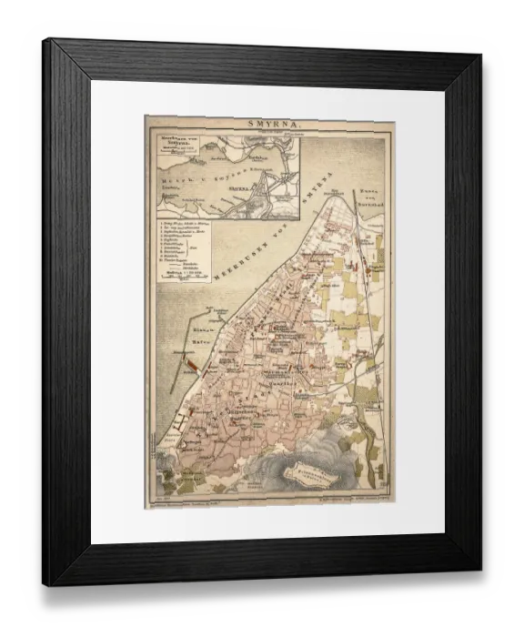 Framed Print : Smyrna. Antique map of a Smyrna Framed Print : Smyrna. Antique map of a Smyrna