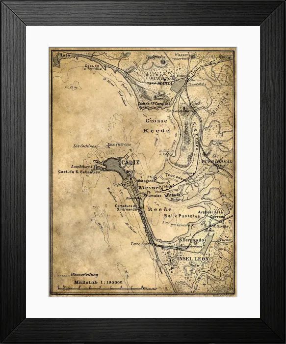 Framed Print : Cadiz. Antique map of Cadiz Framed Print : Cadiz. Antique map of Cadiz