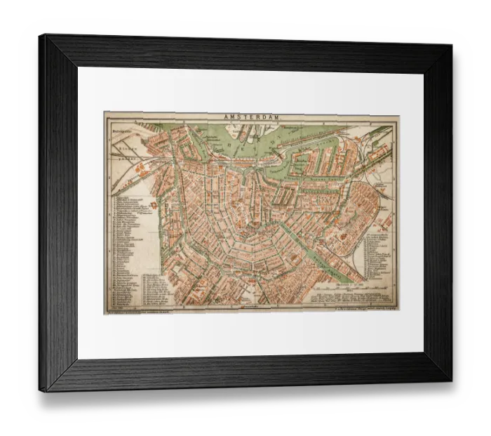 Framed Print : Amsterdam. Antquie Map of Amsterdam