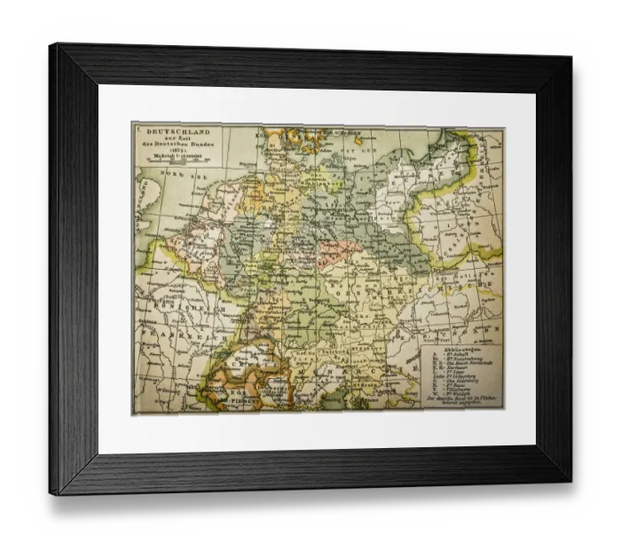 Framed Print : Antique map of Germany Framed Print : Antique map of Germany