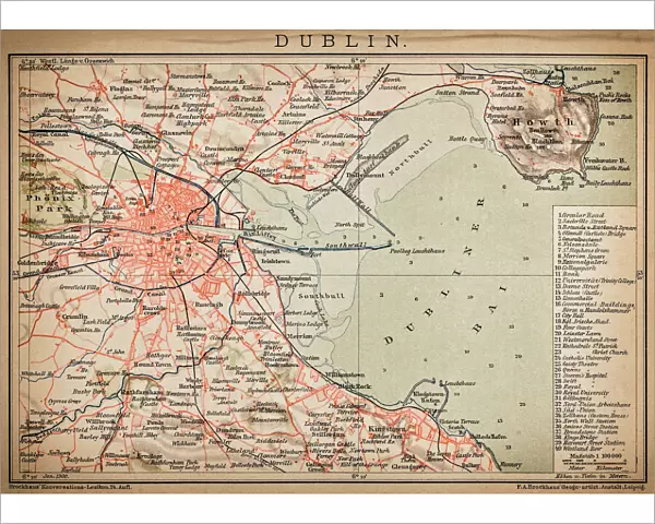Dublin. Antique map of Dublin