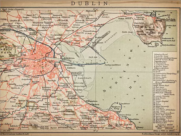 Dublin. Antique map of Dublin