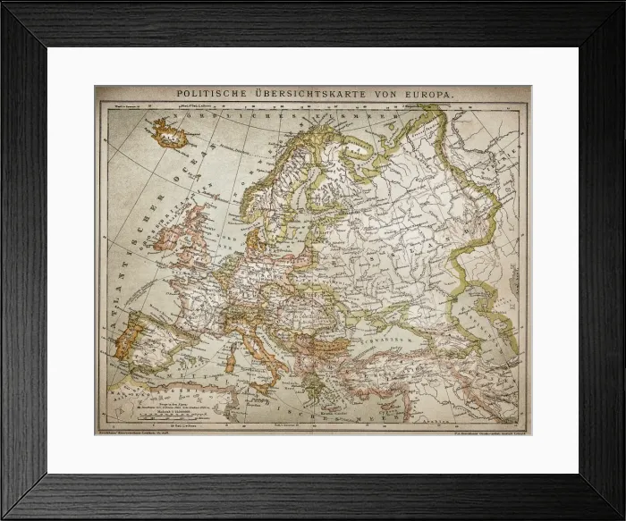 Framed Print : Political outline map of Europe