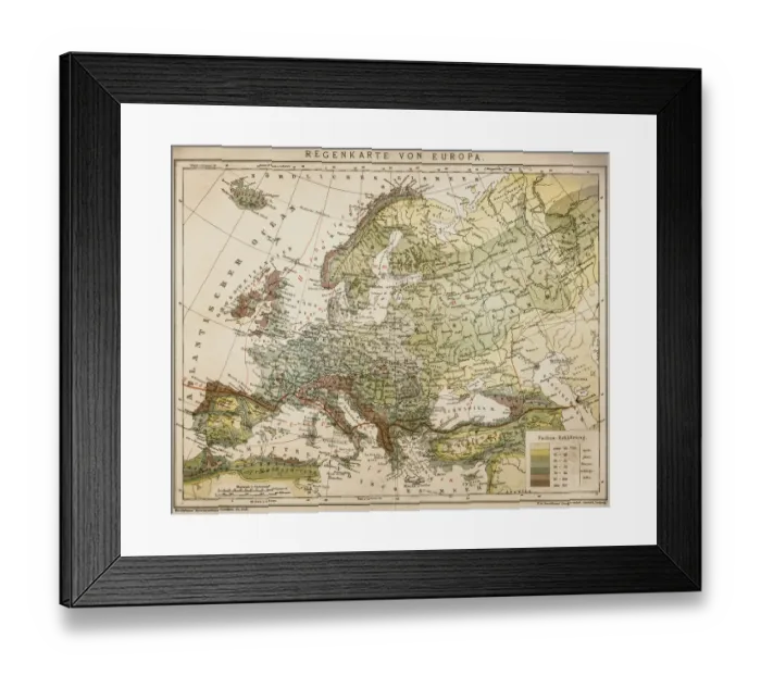 Framed Print : Rain map of Europe Framed Print : Rain map of Europe