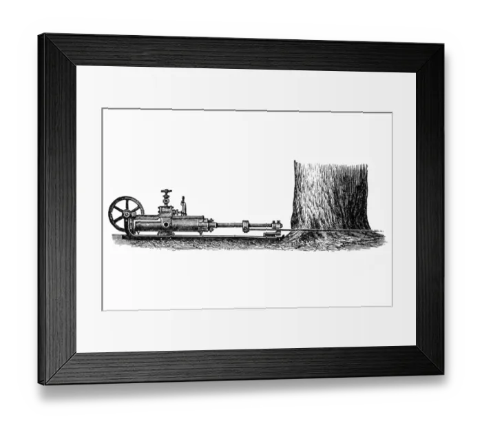 Framed Print : Tree cutting steam machine Framed Print : Tree cutting steam machine