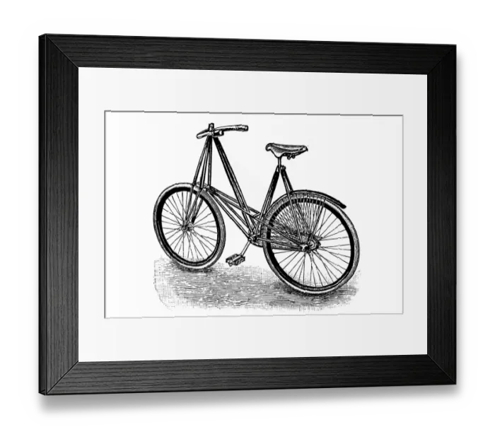 Framed Print : Bicycle. Antique illustration engraving of a bicycle Framed Print : Bicycle. Antique illustration engraving of a bicycle