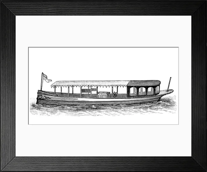 Framed Print : Motorboat. Antique illustration of Motorboat Framed Print : Motorboat. Antique illustration of Motorboat