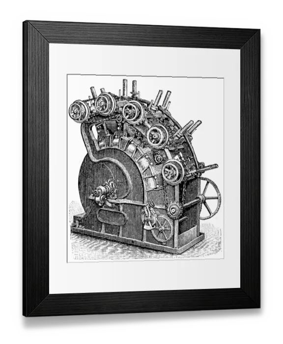 Framed Print : Machine. Antique illustration of a Machine Framed Print : Machine. Antique illustration of a Machine