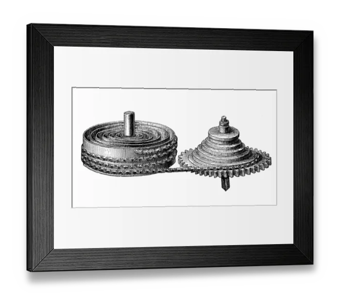 Framed Print : Antique illustration of watch gears Framed Print : Antique illustration of watch gears