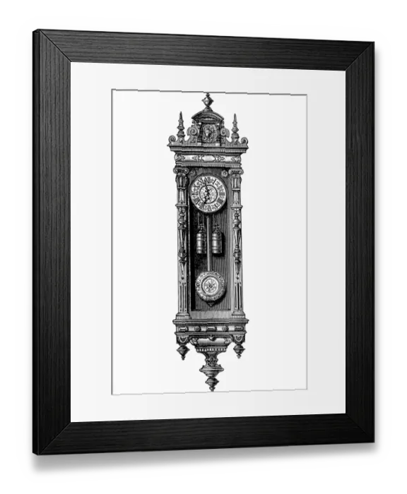 Framed Print : Antique clock Design Illustrations Framed Print : Antique clock Design Illustrations