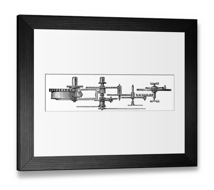 Framed Print : Antique illustration of clock gears Framed Print : Antique illustration of clock gears