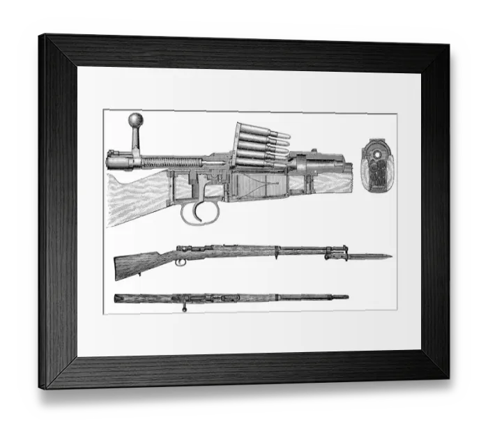 Framed Print : Antique illustration of cartridge gun mechanism Framed Print : Antique illustration of cartridge gun mechanism