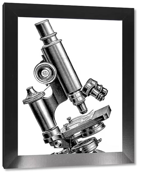 Antique illustration of microscope