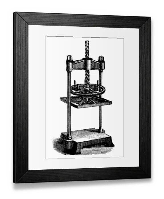 Framed Print : Antique illustration of press Framed Print : Antique illustration of press