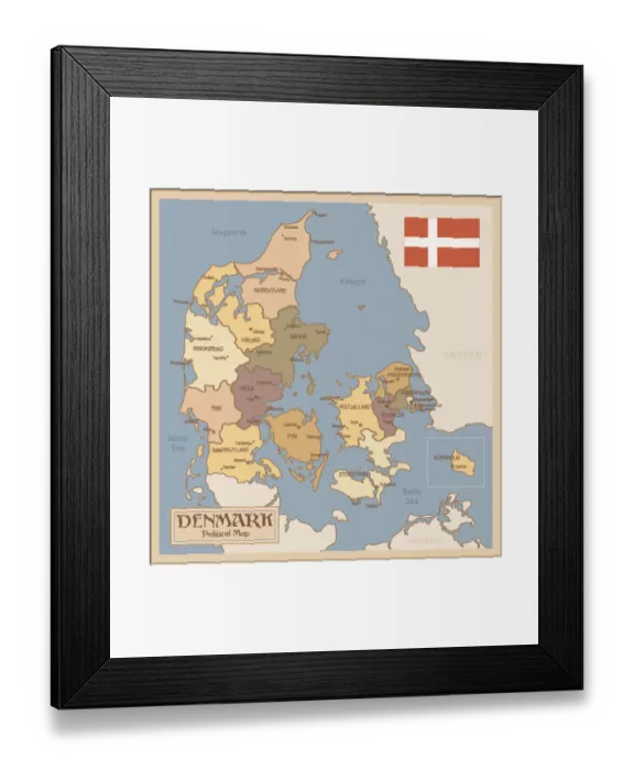 : Vintage Map of Denmark : Vintage Map of Denmark