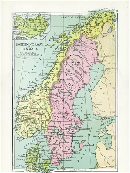 Antique Map of Sweden, Norway and Denmark