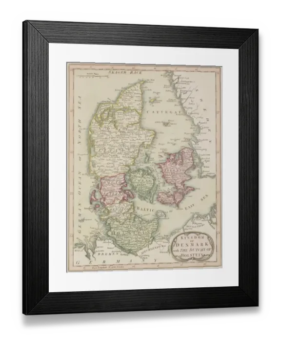 Framed Print : Antique map of Denmark Framed Print : Antique map of Denmark