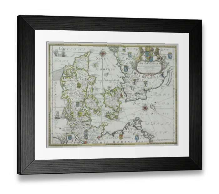 Framed Print : Map of Denmark Framed Print : Map of Denmark